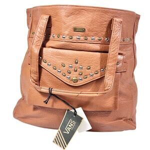 Vans Gypsy Tote Satchel Bag Brown Mocha Bisque Hobo Studded Western New